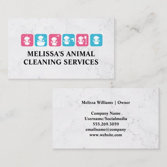Tarjeta De Visita Servicio de limpieza de perros | Iconos de canapé (Anverso / Reverso)