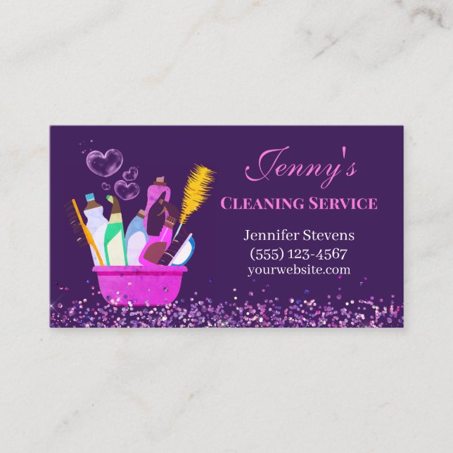 Tarjeta De Visita Servicio de limpieza de suministros de limpieza de (Anverso)
