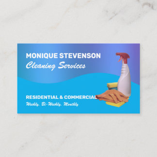 Tarjeta De Visita Servicio de limpieza de tono azul moderno