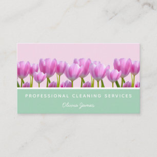 Tarjeta De Visita Servicio de limpieza de tulipanes florales de colo
