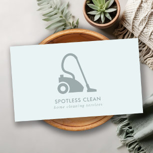TARJETA DE VISITA SERVICIO DE LIMPIEZA DE VACÍO AZUL SIMPLE AQUÍ