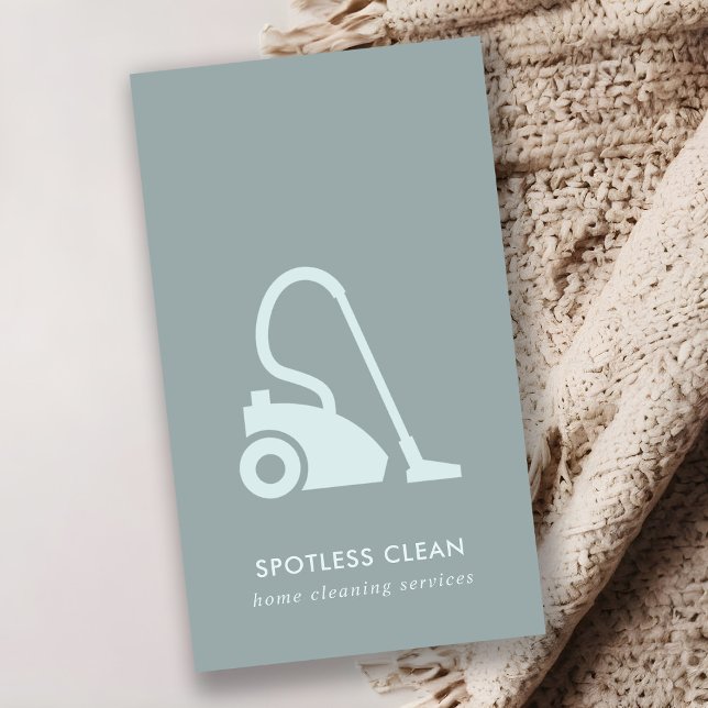 TARJETA DE VISITA SERVICIO DE LIMPIEZA DE VACÍO GRIS AZUL SIMPLE (Subido por el creador)