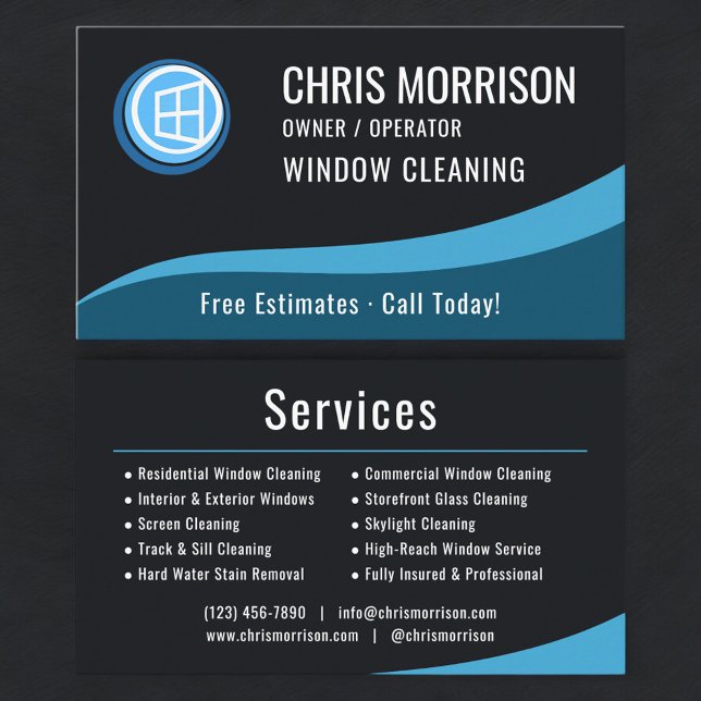 Tarjeta De Visita Servicio de limpieza de ventanas (Subido por el creador)