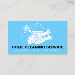 Tarjeta De Visita Servicio de limpieza del hogar azul doncella de li