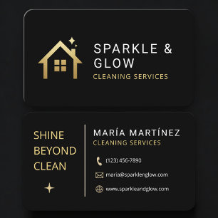 Tarjeta De Visita Servicio de limpieza del hogar Black Gold Professi