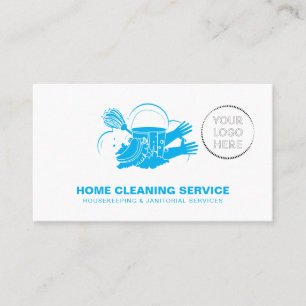 Tarjeta De Visita Servicio de limpieza del hogar Blue con logotipo p