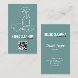 Tarjeta De Visita Servicio de limpieza del hogar Código QR moderno a