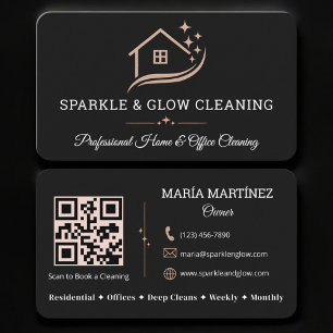 Tarjeta De Visita Servicio de limpieza del hogar Código QR negro