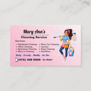 Tarjeta De Visita Servicio de limpieza del hogar Dibujo animado cria