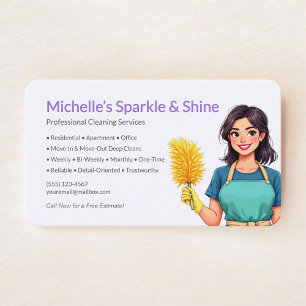 Tarjeta De Visita Servicio de limpieza del hogar Purple