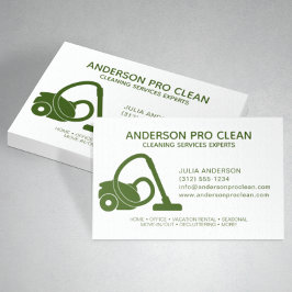 Tarjeta De Visita Servicio de limpieza del hogar y Office Pro Green