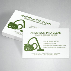 Tarjeta De Visita Servicio de limpieza del hogar y Office Pro Green