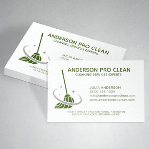Tarjeta De Visita Servicio de limpieza del hogar y Office Pro Green