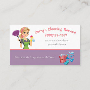 Tarjeta De Visita Servicio de limpieza dibujo animado personalizable