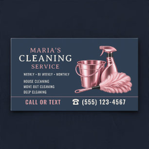 Tarjeta De Visita Servicio de limpieza doncella casa rosa azul marin