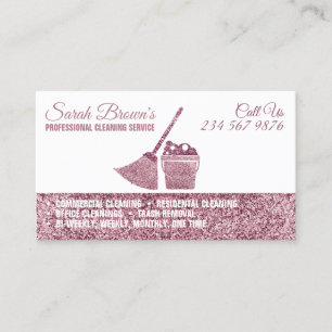 Tarjeta De Visita Servicio de limpieza doncella de limpieza rosa des