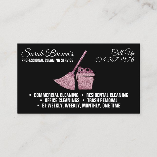 Tarjeta De Visita Servicio de Limpieza Elegante Criada de Servicio d (Anverso)