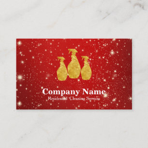 Tarjeta De Visita Servicio de limpieza elegante Glitter Bokeh