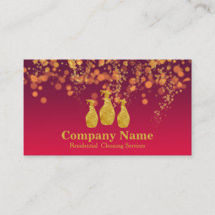 Tarjeta De Visita Servicio de limpieza elegante Glitter Bokeh