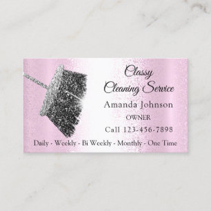 Tarjeta De Visita Servicio de limpieza elegante Rosa gris plateado r