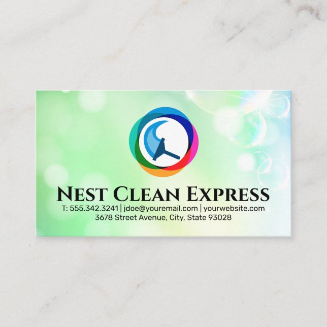 Tarjeta De Visita Servicio de limpieza Express | Bola de jabón (Anverso)