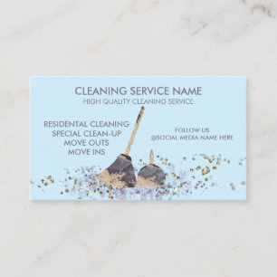 Tarjeta De Visita Servicio de limpieza janitorial Blue Classy Dirty