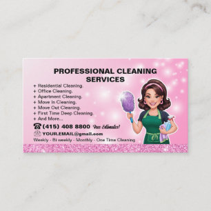 Tarjeta De Visita Servicio de Limpieza Janitorial de la doncella ros