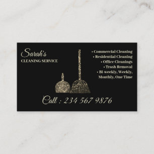 Tarjeta De Visita Servicio de limpieza Janitorial destello dorado fe