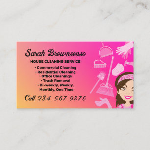 Tarjeta De Visita Servicio de limpieza janitorial gradiente rosa