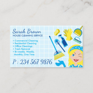Tarjeta De Visita Servicio de Limpieza Janitorial Lady Blonde