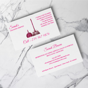Tarjeta De Visita Servicio de limpieza Janitorial rosa destello Tend
