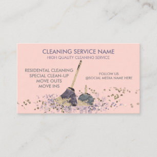 Tarjeta De Visita Servicio de limpieza janitorial sucio clásico rosa