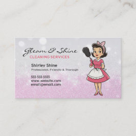 Tarjeta De Visita Servicio de limpieza Lady Cleaner Pink Sparkles Re