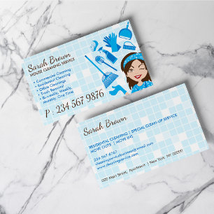 Tarjeta De Visita Servicio de limpieza lavado de baldosas azul mujer