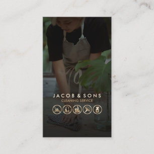 Tarjeta De Visita Servicio de limpieza Limpiador de Iconos de Oro