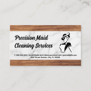 Tarjeta De Visita Servicio de limpieza   Logo clásico de Maid