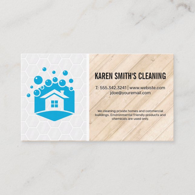 Tarjeta De Visita Servicio de limpieza | Logo de House Soap Bubbles (Anverso)