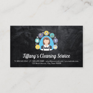 Tarjeta De Visita Servicio de limpieza   Logotipo de la casa y del b