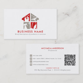 Tarjeta De Visita Servicio de limpieza Logotipo moderno y código QR
