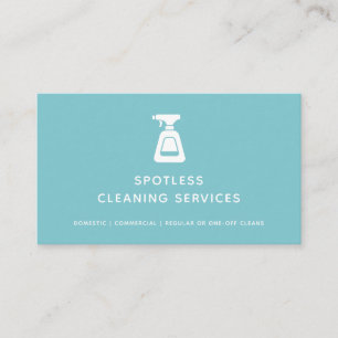 Tarjeta De Visita Servicio de limpieza Maid Aqua Blue Spray Botella