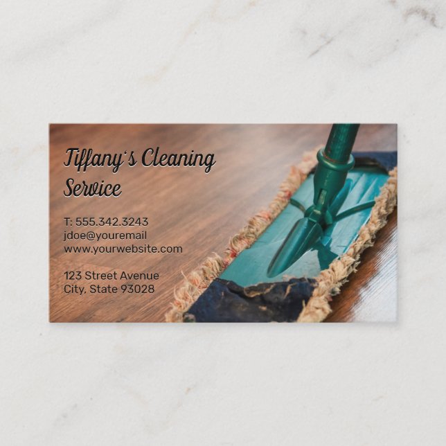 Tarjeta De Visita Servicio de limpieza | Maid | Duster Mop (Anverso)