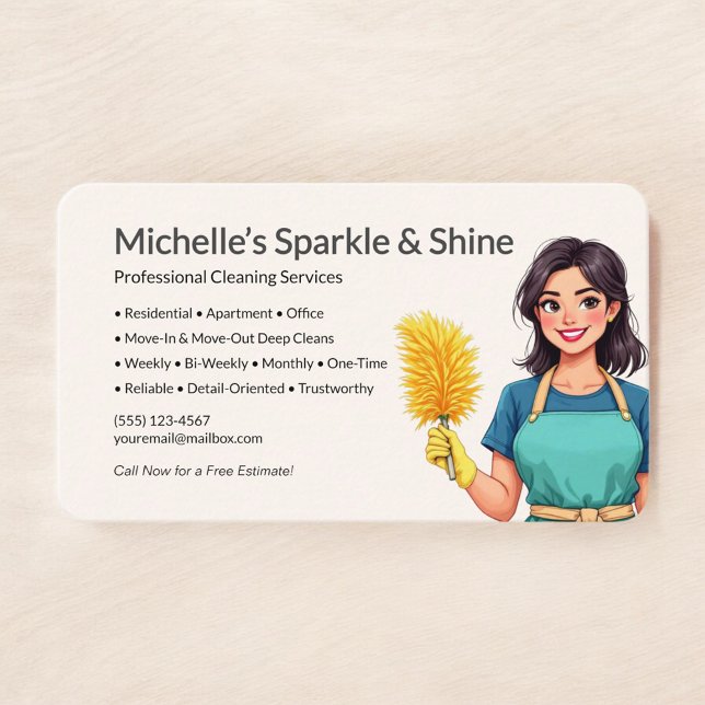 Tarjeta De Visita Servicio de limpieza minimalista (Subido por el creador)