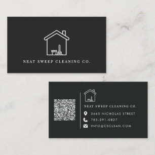 Tarjeta De Visita Servicio de Limpieza Minimalista Código QR de Marc