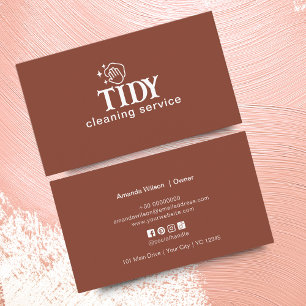 Tarjeta De Visita Servicio de limpieza minimalista naranja quemada p
