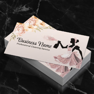 Tarjeta De Visita Servicio de limpieza moderno Rubor doncella floral