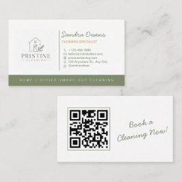 Tarjeta De Visita Servicio de limpieza moderno Sage Green minimalist