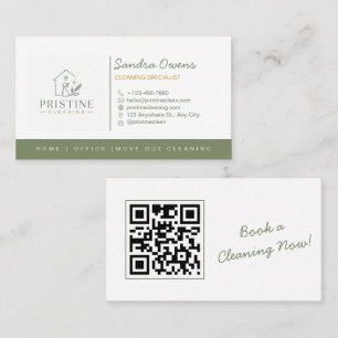 Tarjeta De Visita Servicio de limpieza moderno Sage Green minimalist