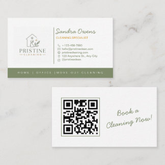 Tarjeta De Visita Servicio de limpieza moderno Sage Green minimalist