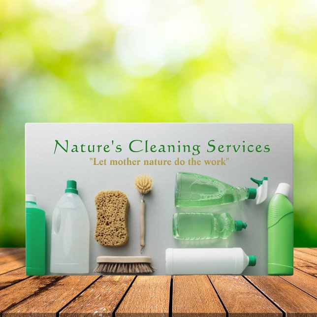 Tarjeta De Visita Servicio de limpieza natural verde profesional (Subido por el creador)