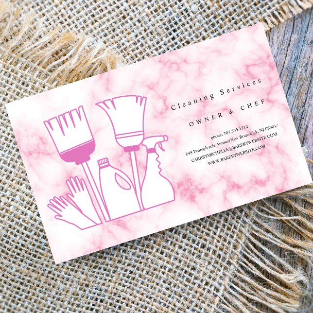 Tarjeta De Visita servicio de limpieza Personalizado de mármol rosa (Subido por el creador)